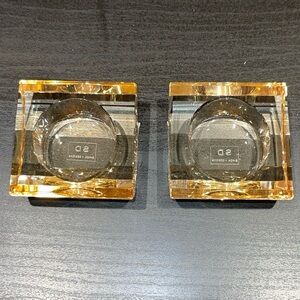 Simon Designs Design Amber Shimmer Tea Light Candle Holder Jewel Crystal EUC